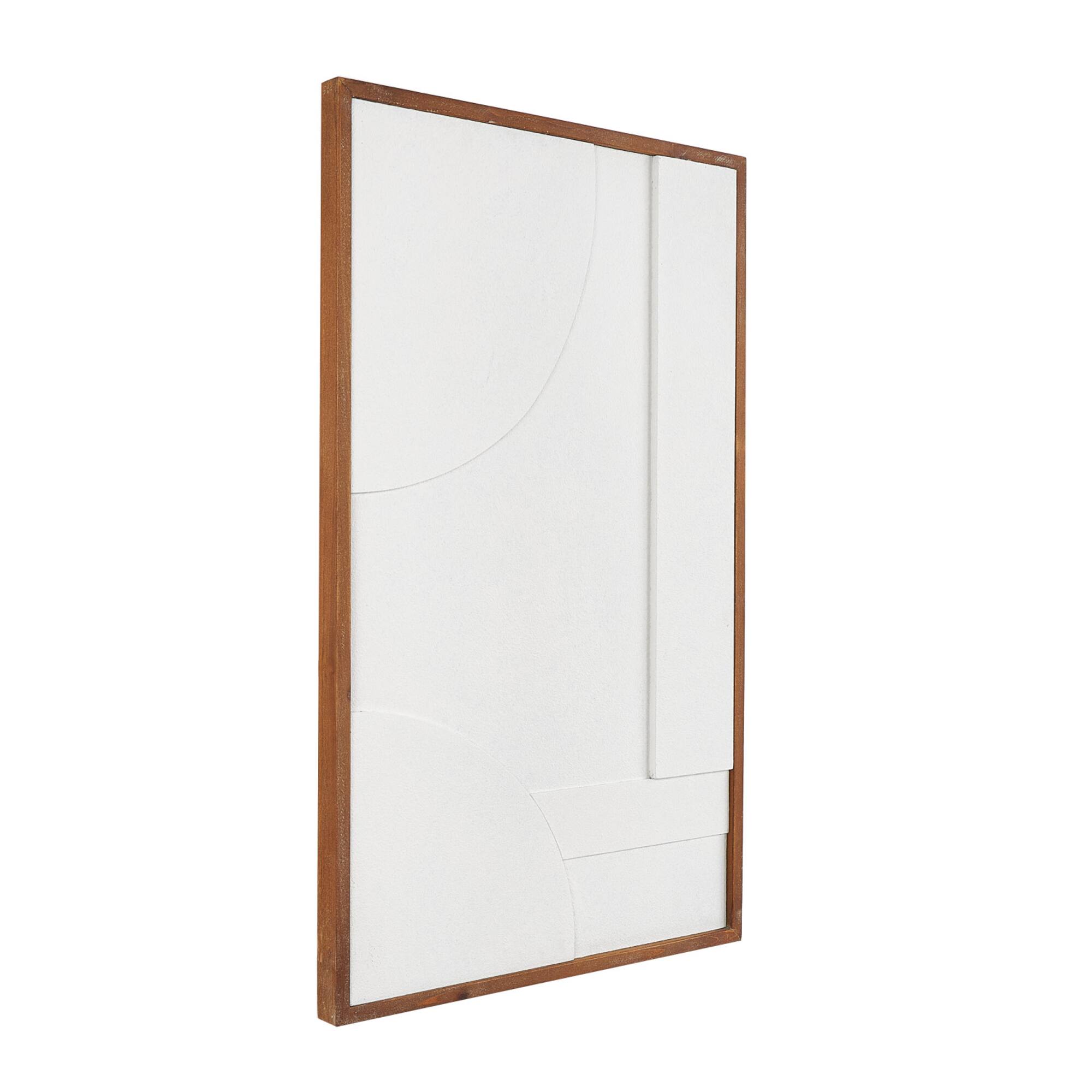 White Dimensional Geometric Wall Décor with Brown Frame